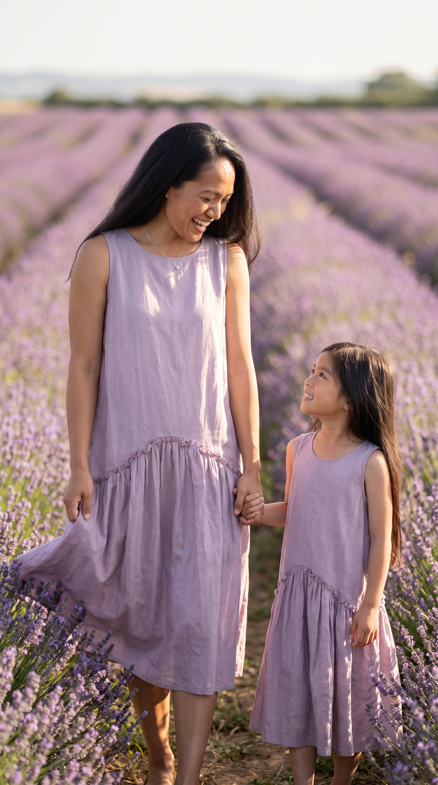 Mom and Daughter Lavender Sleeveless Dress Set