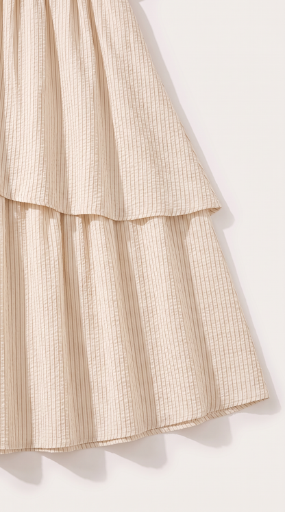 Mom and Daughter Cream Tiered Sleeveless Summer Dress Set