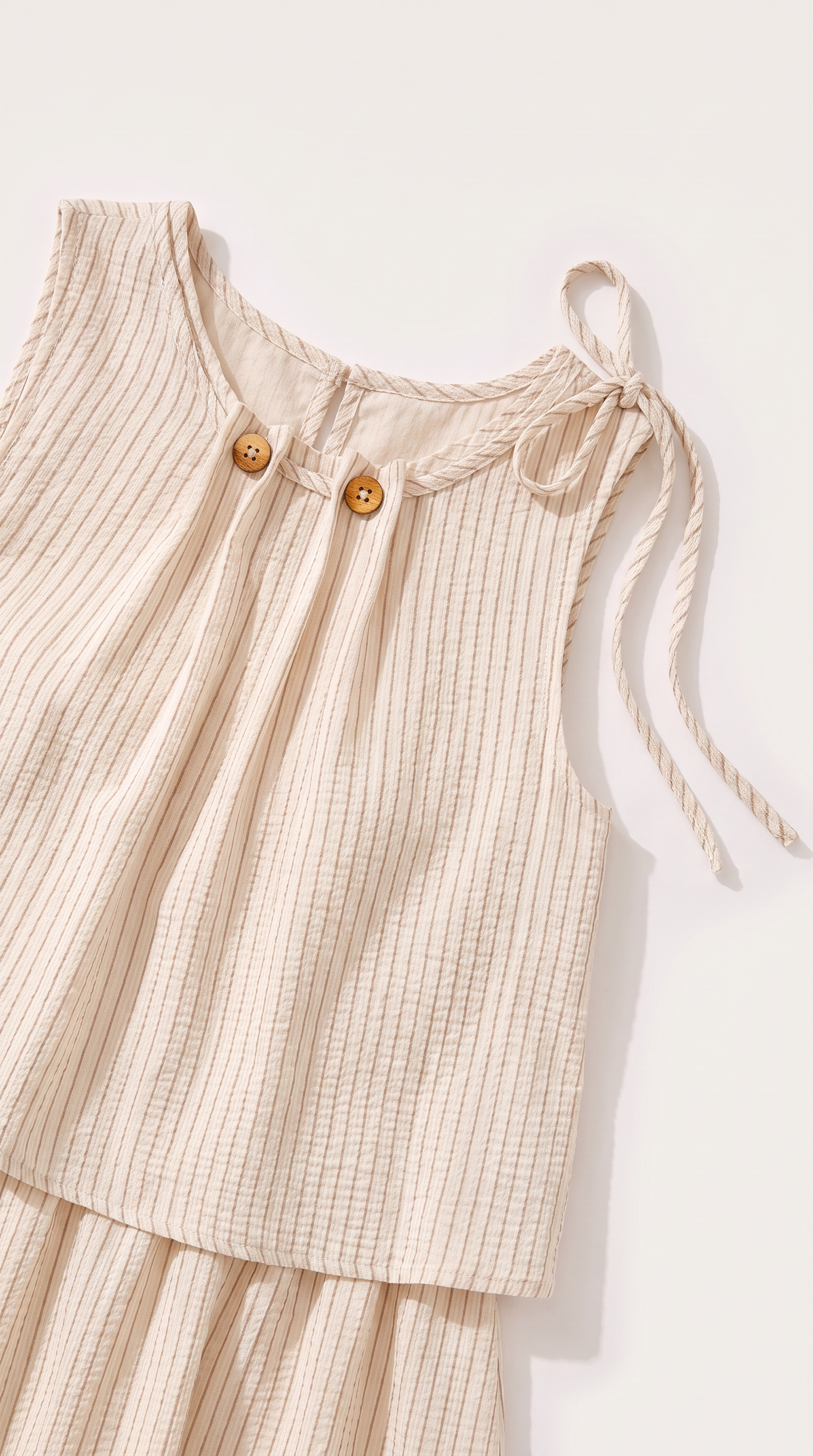 Mom and Daughter Cream Tiered Sleeveless Summer Dress Set