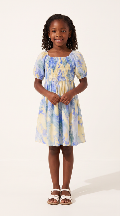Mom and Daughter Blue Floral Summer Dress Set
