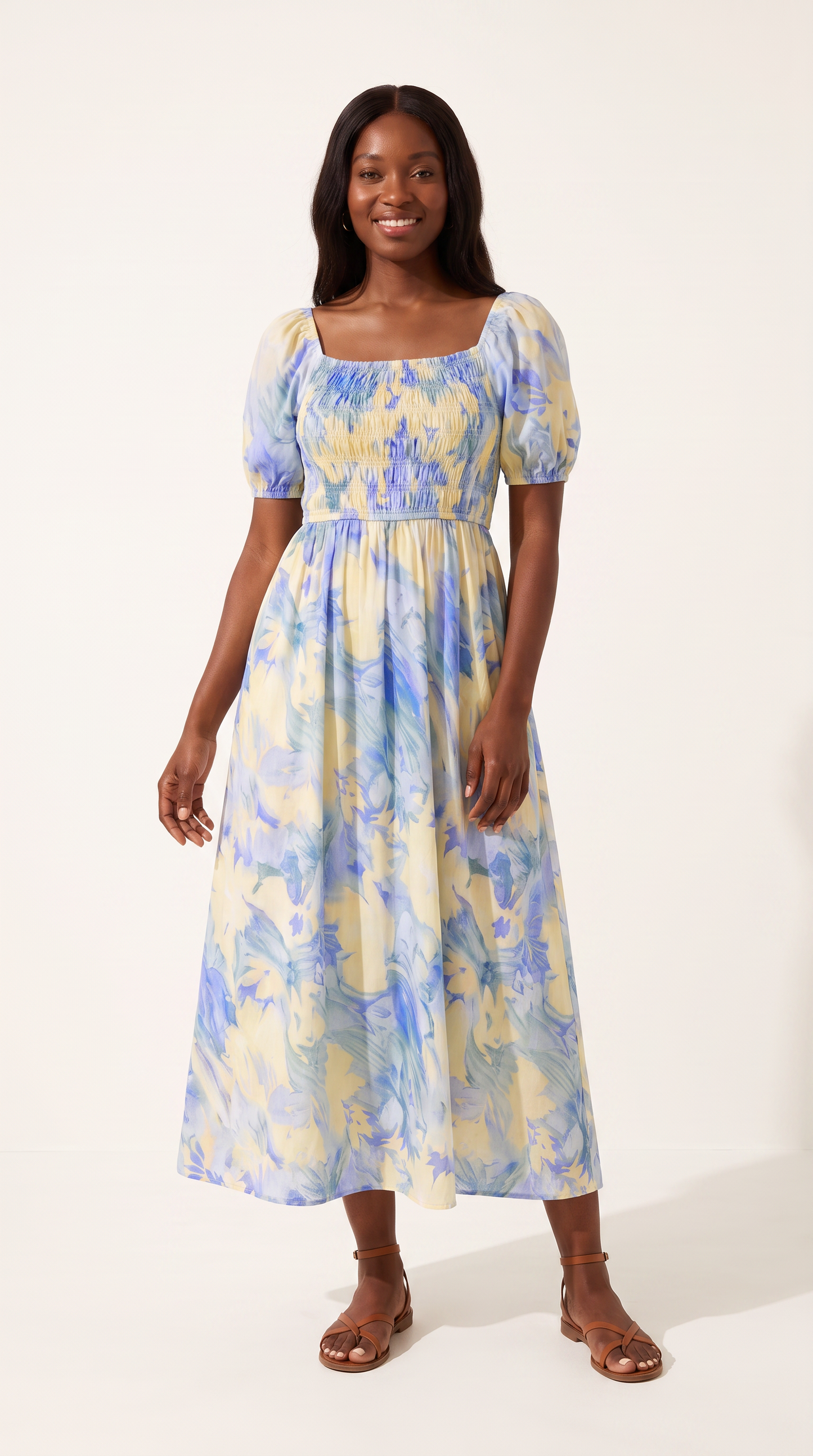 Mom and Daughter Blue Floral Summer Dress Set