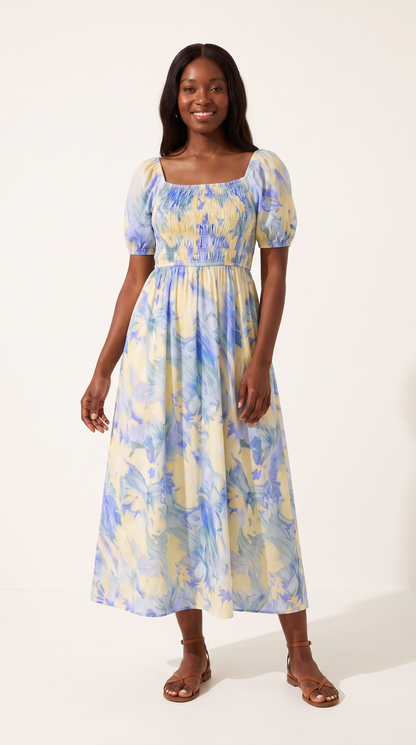 Mom and Daughter Blue Floral Summer Dress Set