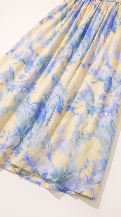 Mom and Daughter Blue Floral Summer Dress Set