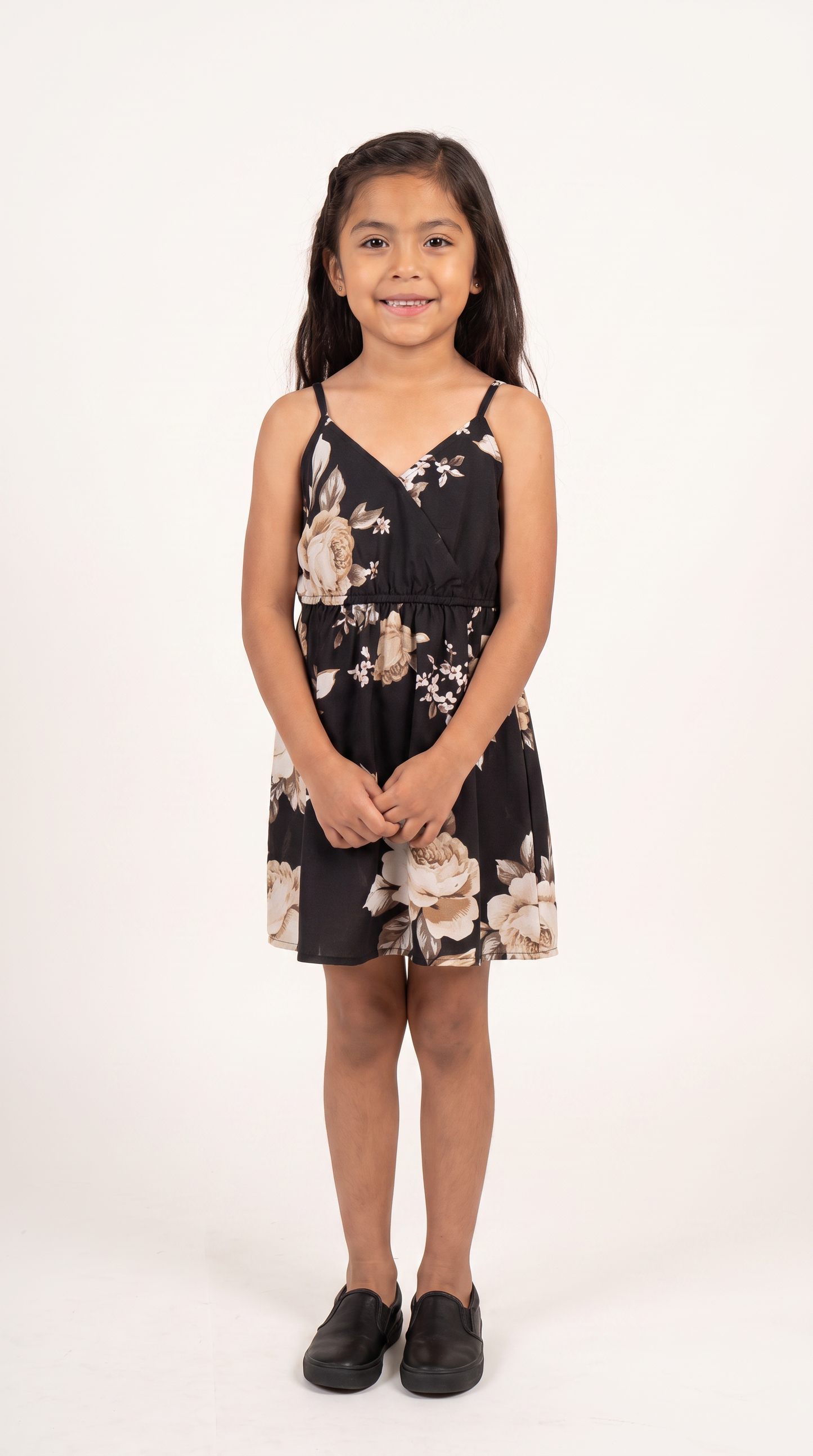 Mom and Daughter Black Floral Sleeveless Dress Set