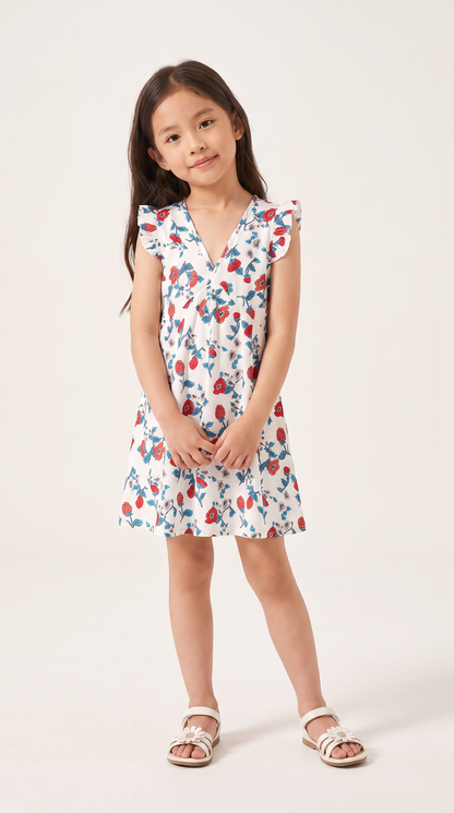 Mom and Daughter Floral Ruffle V-neck Summer Dress Set
