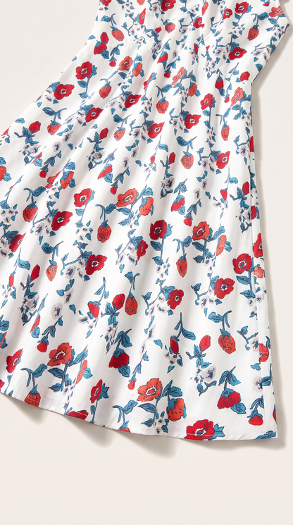 Mom and Daughter Floral Ruffle V-neck Summer Dress Set