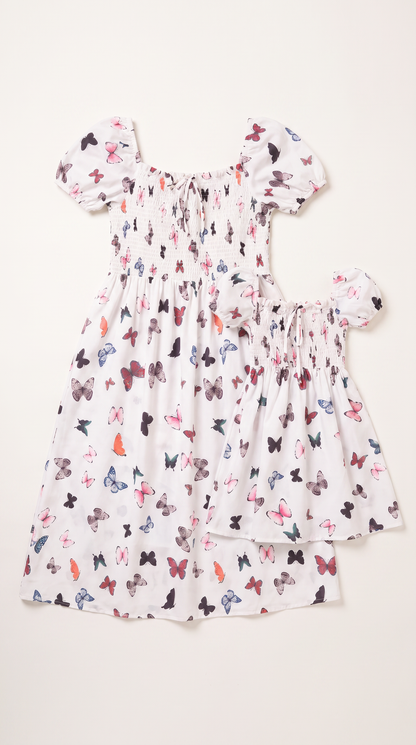Mom and Daughter Butterfly Print Summer Dress Set