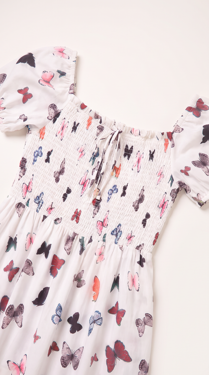 Mom and Daughter Butterfly Print Summer Dress Set