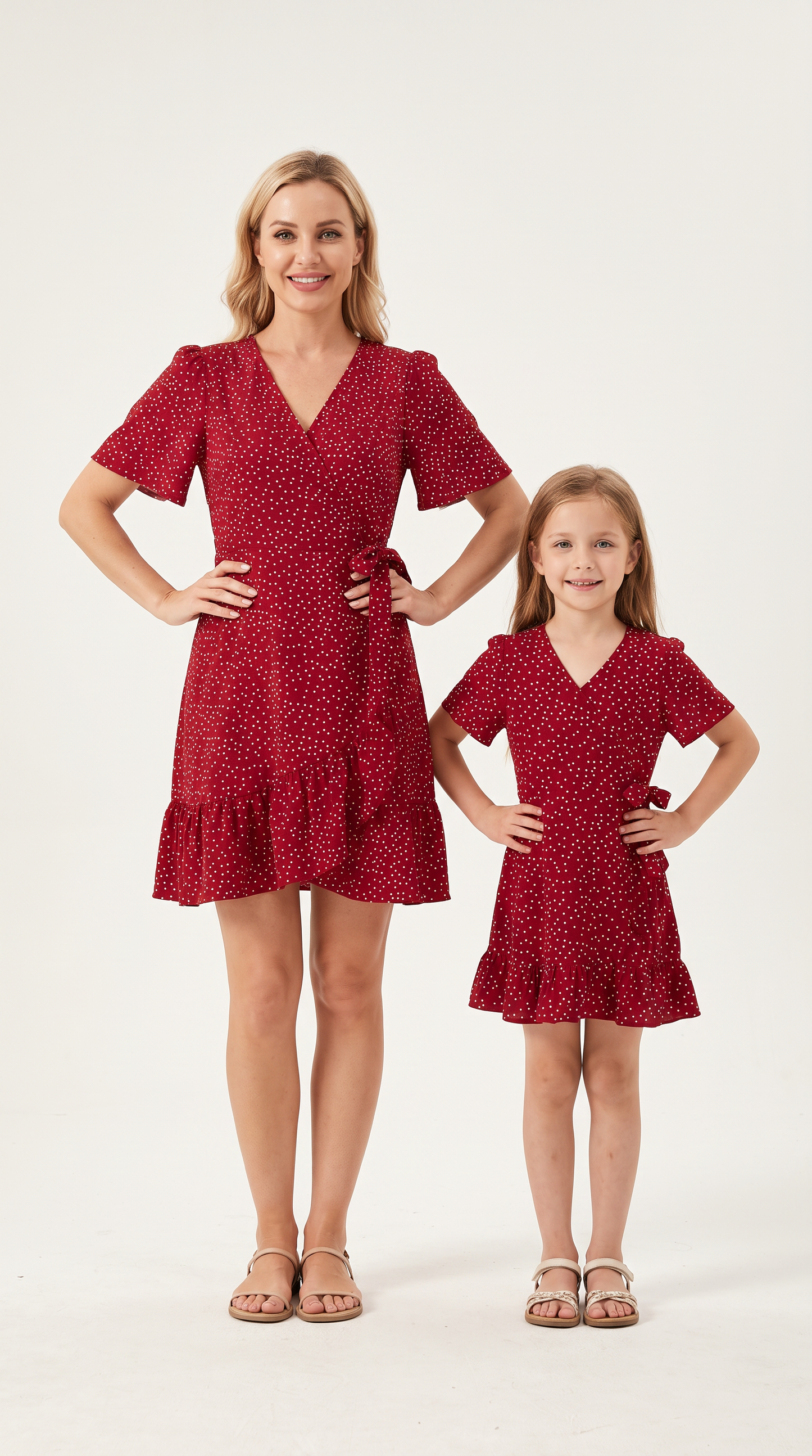 Mom and Daughter Red Polka Dot Dress Set
