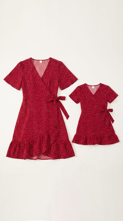 Mom and Daughter Red Polka Dot Dress Set