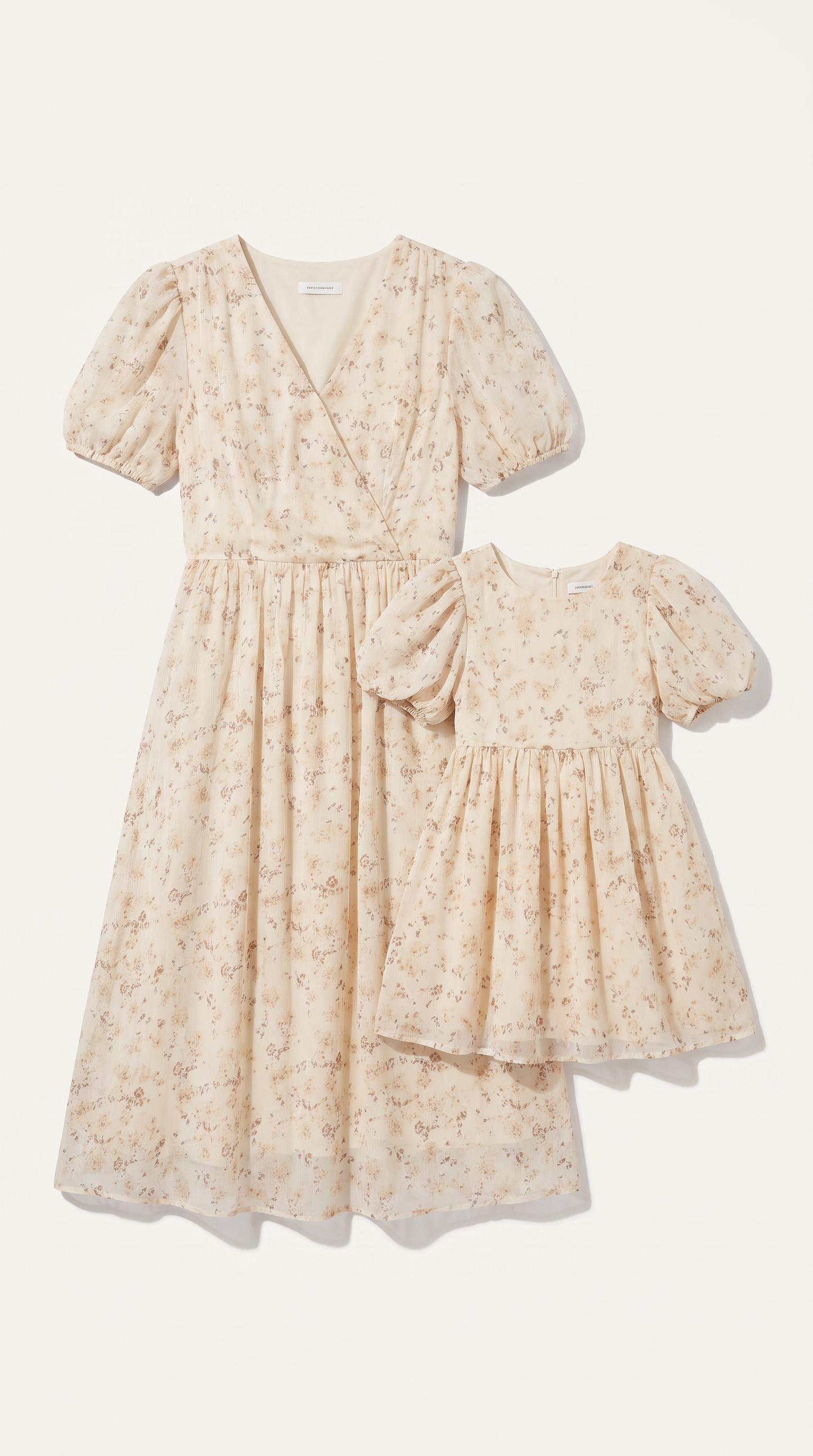 Mom and Daughter Floral Puff Sleeve Dress Set