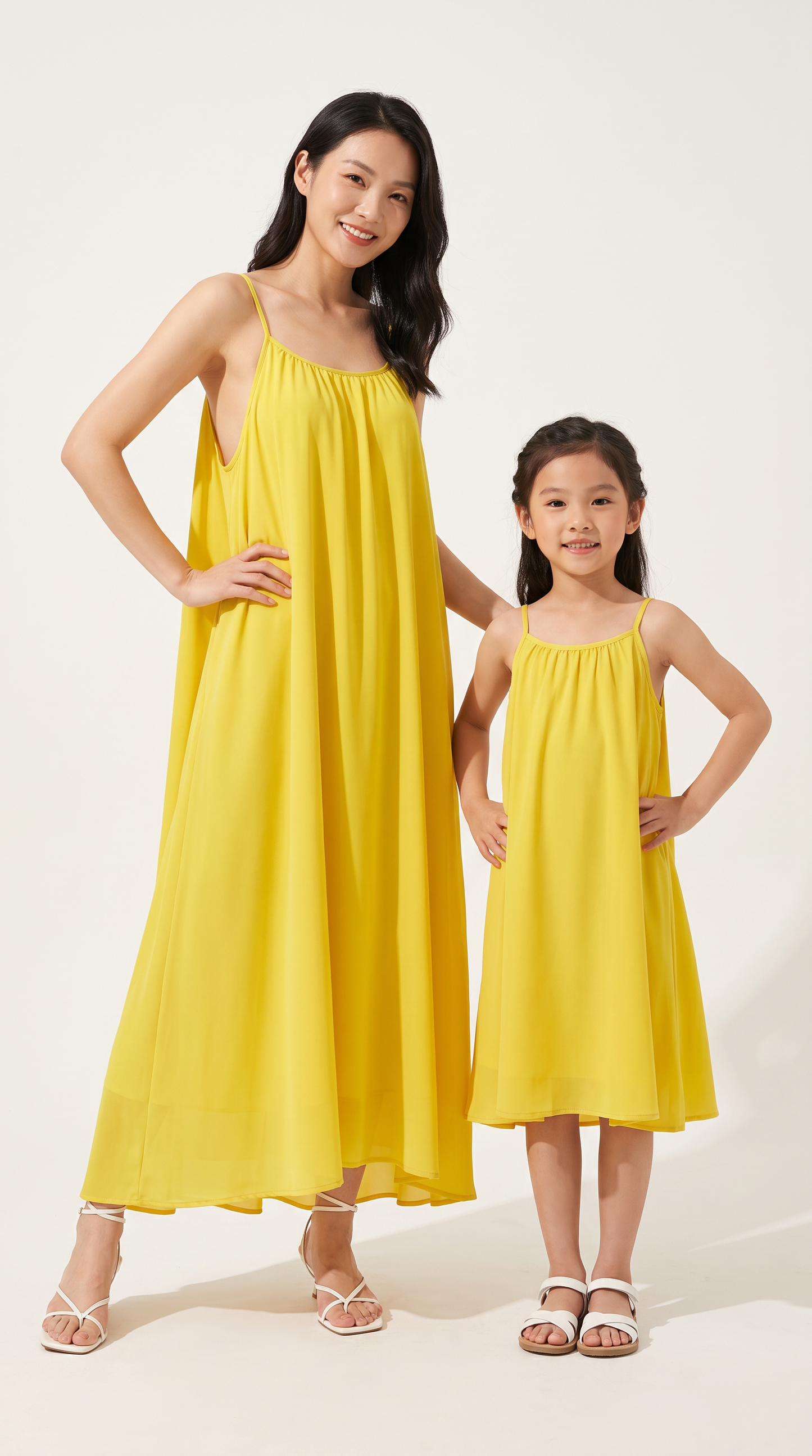 Mom and Daughter Yellow Sleeveless Maxi Summer Dress Set