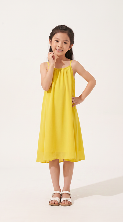 Mom and Daughter Yellow Sleeveless Maxi Summer Dress Set