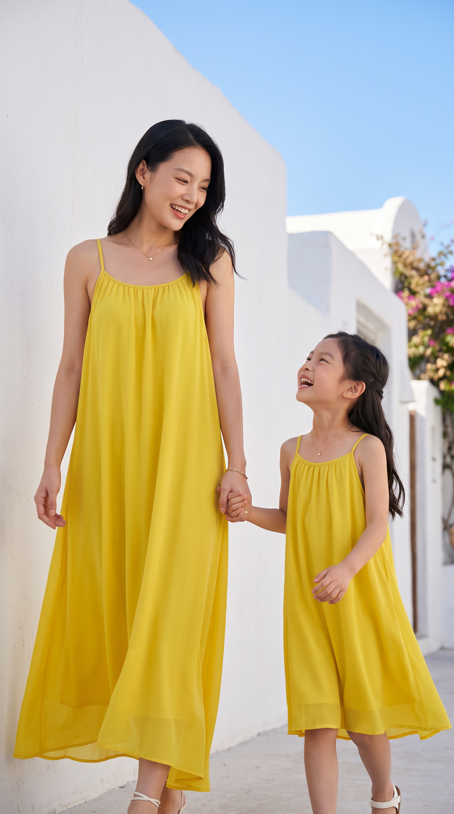 Mom and Daughter Yellow Sleeveless Maxi Summer Dress Set