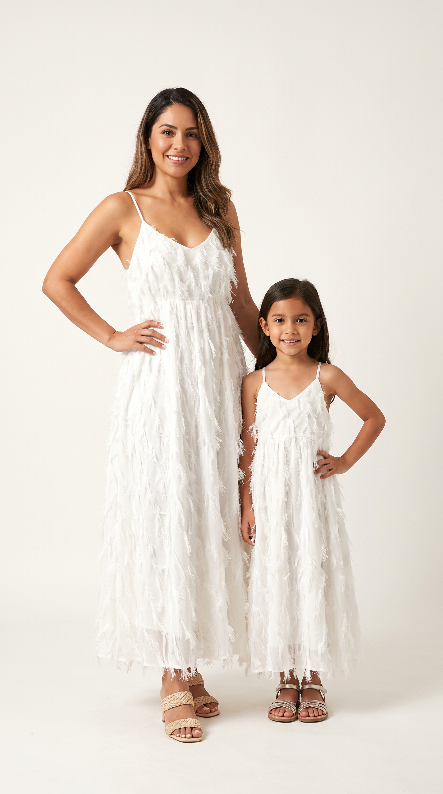 Mom and Daughter White Lace Maxi Summer Dress Set